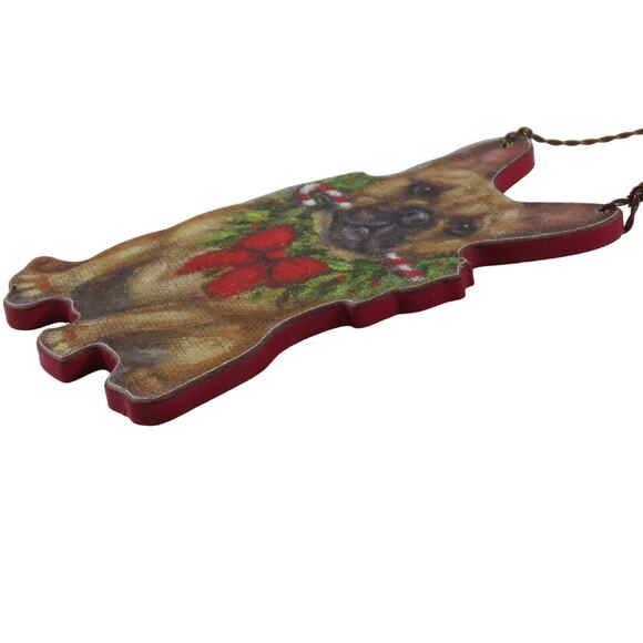 French Bulldog Christmas Tree Ornament Décor 4.5 " Tall Wreath,  Candy Cane - Picture 10 of 14